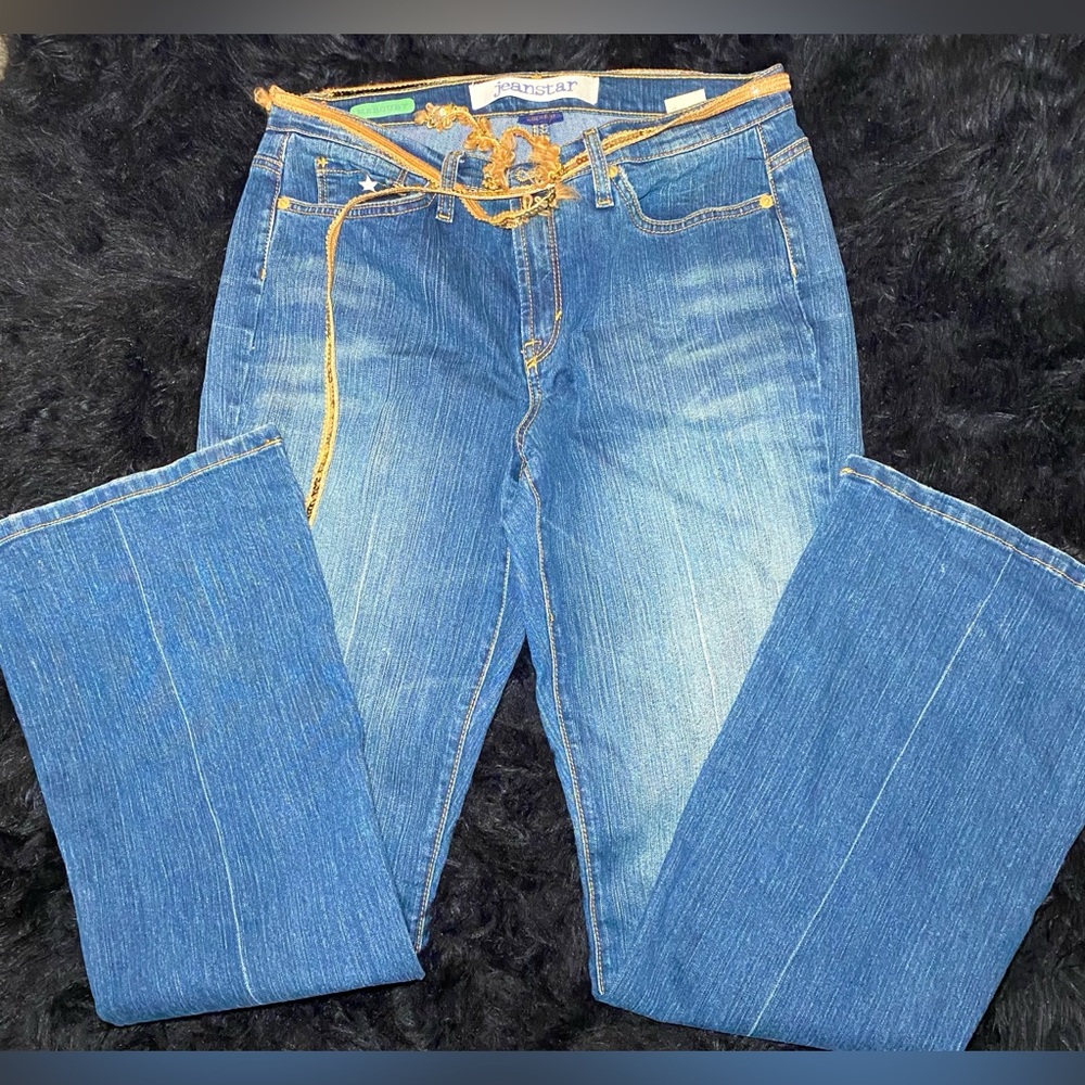 Jeanstar Vintage Bootcut Jeans Women's Blue Dark Wash Denim Stretch,‎ 10 L